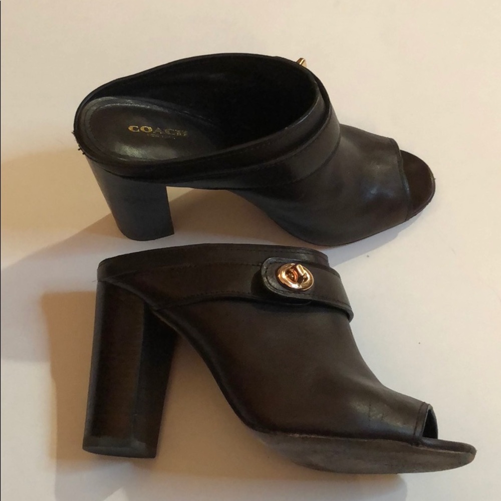 Coach brown leather mules 8.5B - Picture 1 of 6